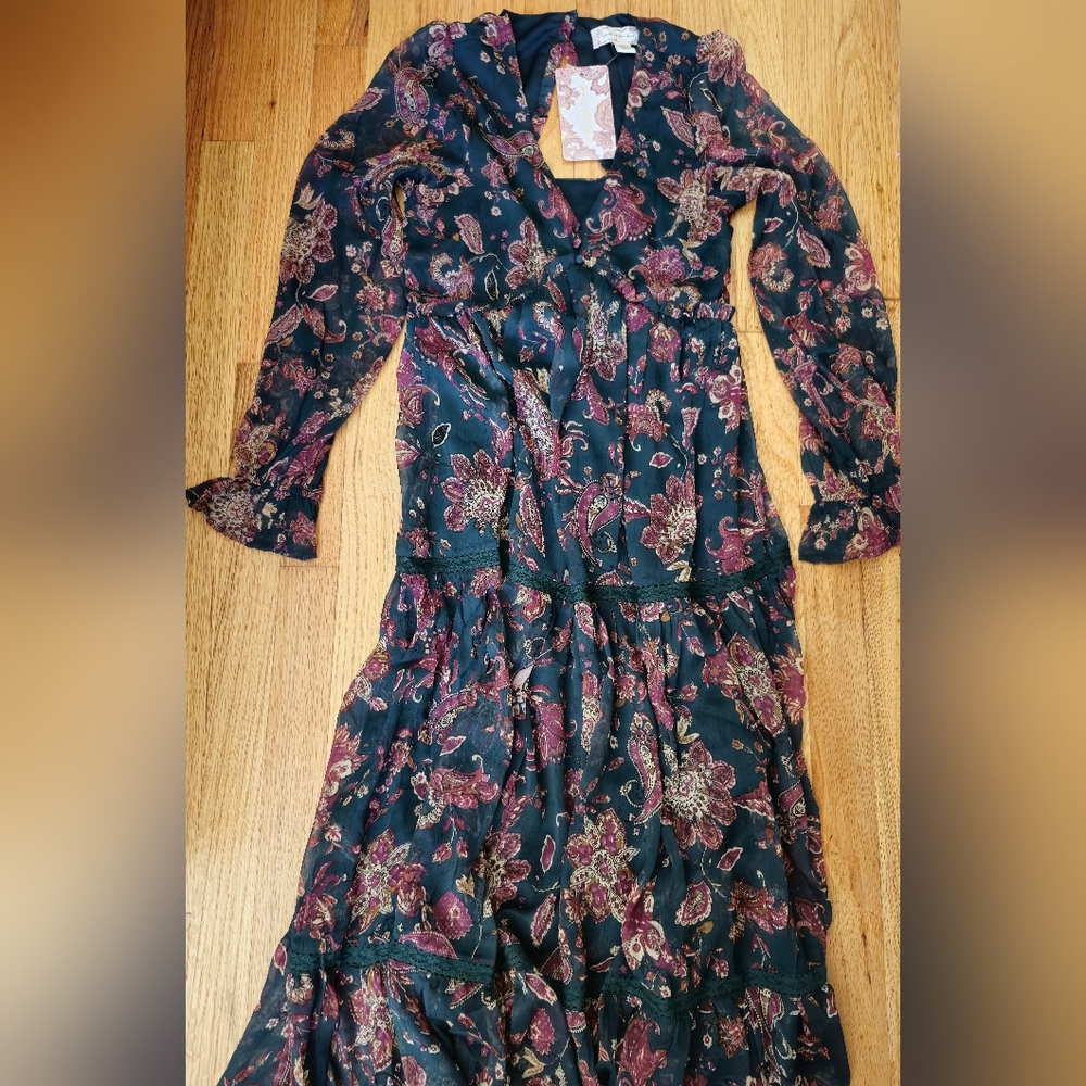 Band of the Free NWT Gypsies Paisley Tiered Midi Dress Women's Size XS